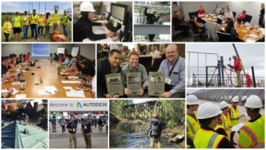 Collage of photos showing LJB team members