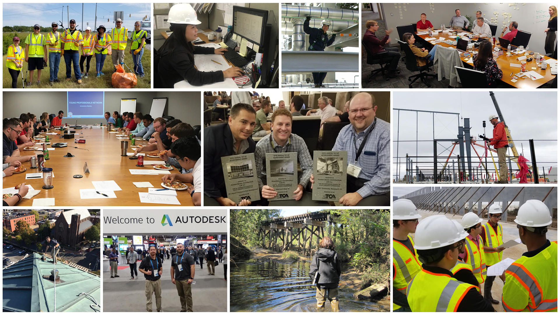 Collage of photos showing LJB team members
