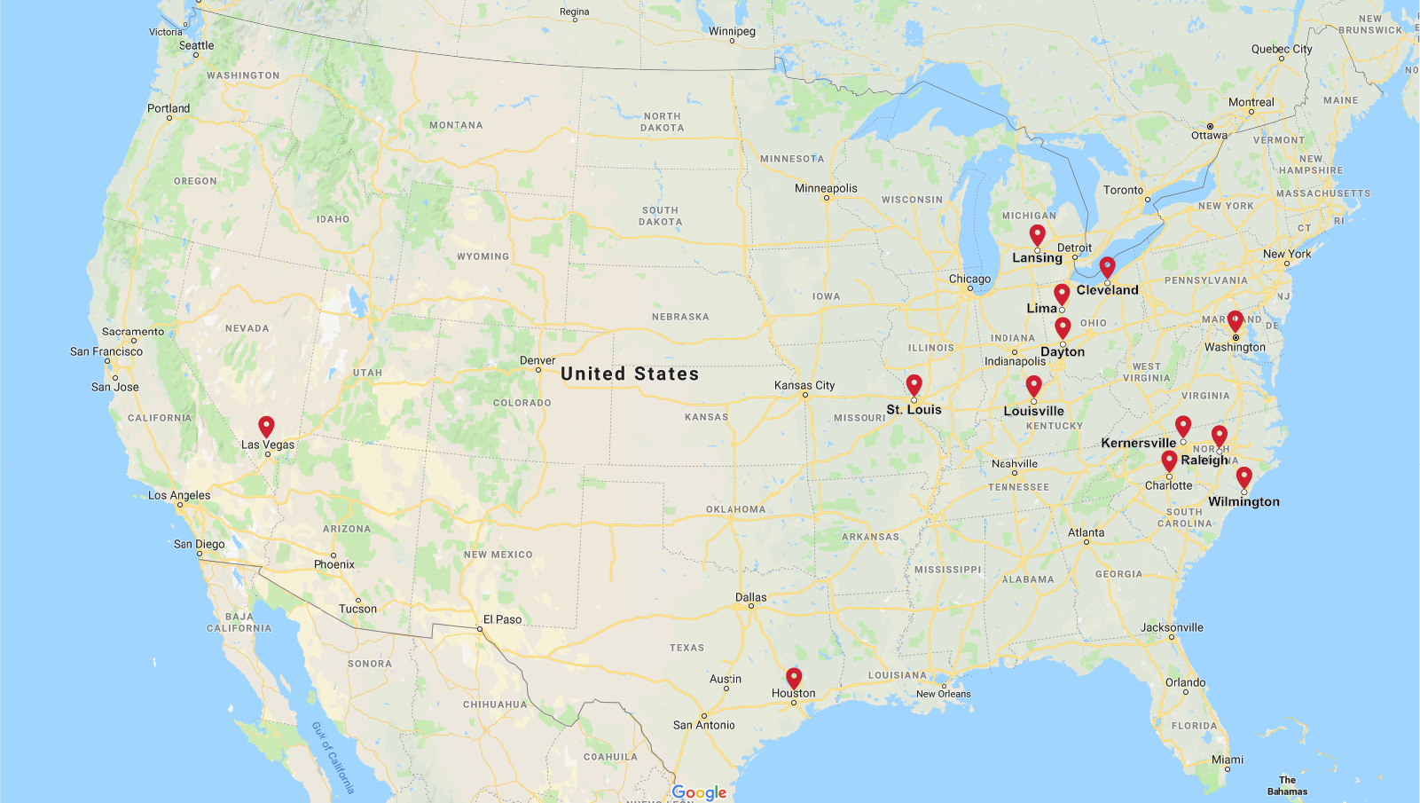 Map of LJB offices, updated April 24, 2020