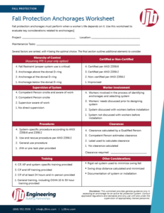 Fall Protection Anchorages Worksheet